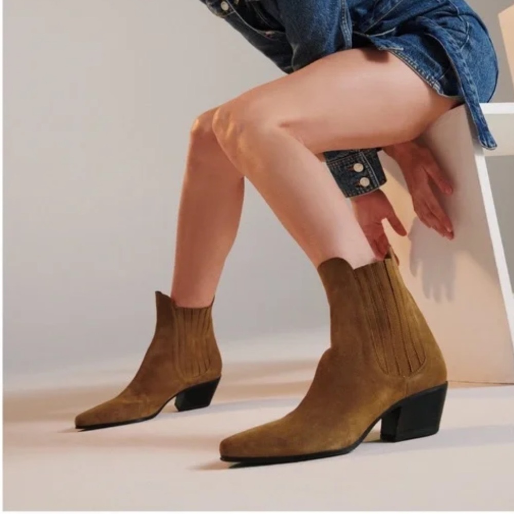 Zara Camel Suede Ankle Booties